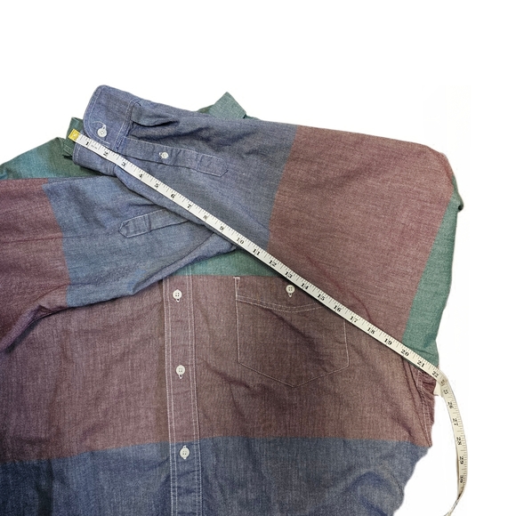 Eddie Bauer Color Block Shirt Blue Green Red Mens Outdoors 100% Cotton XXLT - Picture 10 of 14